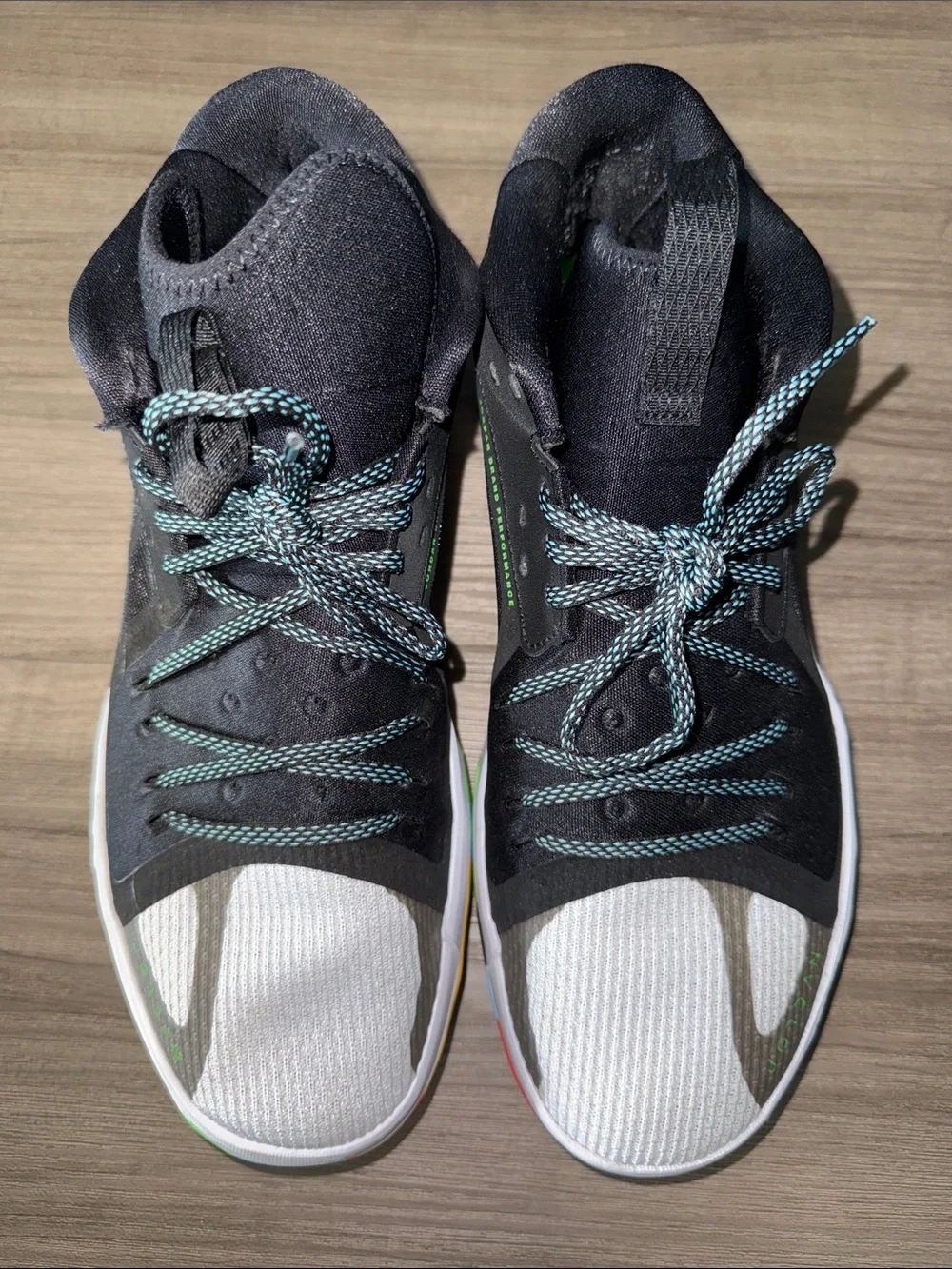Jordan Black High-Top Sneaker with Green Jumpman and Multicolor Sole